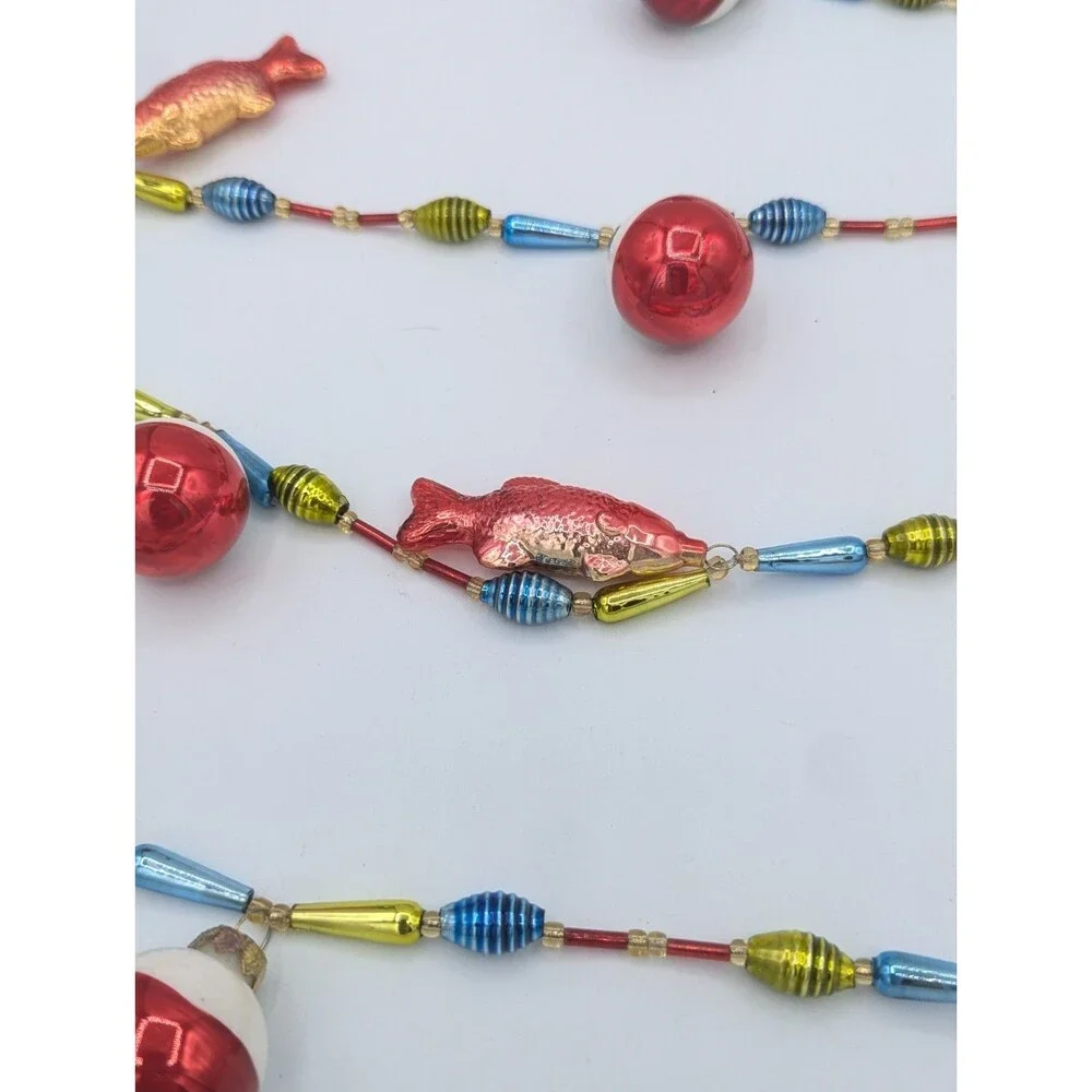 Cody Foster 6ft Glass Fishing Garland Red Bobbers Mercury Glass Fish Cabin Decor